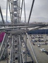 Iron Ferris wheel structure with a view from the cabin Royalty Free Stock Photo