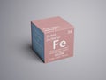 Iron. Ferrum. Transition metals. Chemical Element of Mendeleev\'s Periodic Table. 3D illustration Royalty Free Stock Photo