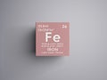 Iron. Ferrum. Transition metals. Chemical Element of Mendeleev\'s Periodic Table. 3D illustration Royalty Free Stock Photo