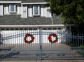 Gate with Christmas decorations Royalty Free Stock Photo