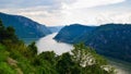 The Iron Gate or Djerdap Gorge - gorge on the Danube River in Djerdap National Park.  View from Serbia Royalty Free Stock Photo