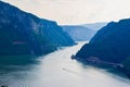 The Iron Gate or Djerdap Gorge - gorge on the Danube River in Djerdap National Park.  View from Serbia Royalty Free Stock Photo