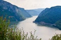 The Iron Gate or Djerdap Gorge - gorge on the Danube River in Djerdap National Park.  View from Serbia Royalty Free Stock Photo