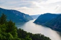 The Iron Gate or Djerdap Gorge - gorge on the Danube River in Djerdap National Park.  View from Serbia Royalty Free Stock Photo