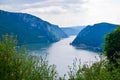 The Iron Gate or Djerdap Gorge - gorge on the Danube River in Djerdap National Park.  View from Serbia Royalty Free Stock Photo