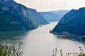 The Iron Gate or Djerdap Gorge - gorge on the Danube River in Djerdap National Park.  View from Serbia Royalty Free Stock Photo