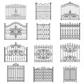 Iron gate line art set Royalty Free Stock Photo