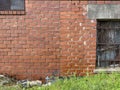 iron gate windows old brick warehouse building Royalty Free Stock Photo