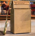 Iron Guitar and amplifier. Swiss Royalty Free Stock Photo