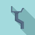 Iron gutter icon, flat style