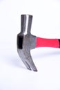 iron hammer with injected plastic handle construction tool hammering nail nailing wood carpentry and construction