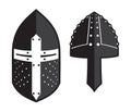 Iron helmets of the medieval knight vector icon