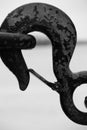 Iron hook on a chain of sea. Close-up Royalty Free Stock Photo