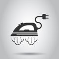 Iron icon in flat style. Laundry equipment vector illustration on white isolated background. Ironing business concept Royalty Free Stock Photo