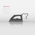 Iron icon in flat style. Laundry equipment vector illustration on white isolated background. Ironing business concept Royalty Free Stock Photo