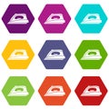 Iron icons set 9 vector Royalty Free Stock Photo