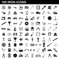100 iron icons set, simple style