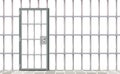 Iron interior prison, background. Gray realistic door jail cells bars modern. Banner vector detailed illustration metal lattice. Royalty Free Stock Photo