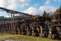 Iron ladle transfer rail car on a steelworks