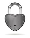 Iron lock in the shape of heart Royalty Free Stock Photo