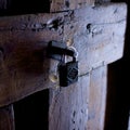 Iron Lock on a Wooden Door Royalty Free Stock Photo