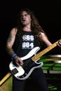The Iron Maiden during the concert, the bassist Steve Harris Royalty Free Stock Photo