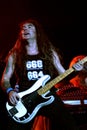 The Iron Maiden during the concert, the bassist Steve Harris Royalty Free Stock Photo