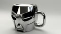 Sci-fi Robot Helmet Coffee Cup With Chrome Finish Royalty Free Stock Photo