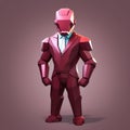 Iron Man Suit In Hypermodernism Style: Dark Pink And Maroon Polygonal Pose Royalty Free Stock Photo