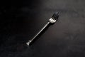 Iron matte fork on a black background Royalty Free Stock Photo