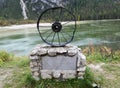 Iron memorial sculpture in Cadore, Dolomiti mountains, Italy