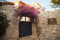 Iron metal beige door of nostalgic house in Datca or Old Datca, Mugla Turkey, june 29 2023