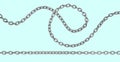 Iron metal curved and straight long chain. 3D rendering isolated image.