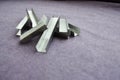 Iron, metal, silvery staples Royalty Free Stock Photo