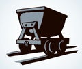 Iron miner`s trolley. Vector drawing Royalty Free Stock Photo