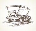 Iron miner`s trolley. Vector drawing Royalty Free Stock Photo