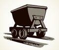 Iron miner`s trolley. Vector drawing Royalty Free Stock Photo