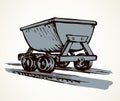 Iron miner`s trolley. Vector drawing Royalty Free Stock Photo