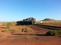 Iron Ore train in the outback Pilbara Western Australia Royalty Free Stock Photo