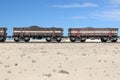 Iron ore train in the Sahara, Mauritania Royalty Free Stock Photo