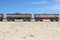 Iron ore train in the Sahara, Mauritania Royalty Free Stock Photo