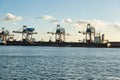 Iron ore unloaded in harbor