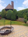 Iron outdoor fire pit in the courtyard of Smolenice Castle, Slovakia