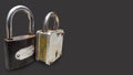 Iron pad lock for security purposes  isolated photo Royalty Free Stock Photo