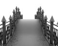 Iron pedestrian bridge full face on white background. Royalty Free Stock Photo