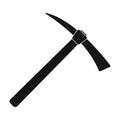 Iron pick with wooden wooden handle. The criminals tool for killing.Prison single icon in black style vector symbol