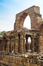 Iron Pillar and Qutab Minar Ruins Delhi India Royalty Free Stock Photo
