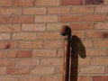 An iron pipe in front of a brick wall Royalty Free Stock Photo