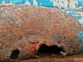 the iron pipe is perforated and rusty