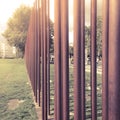 Iron poles marking path of Berlin Wall, Bernauer StraÃÅ¸e, Mitte, Berlin, Germany
